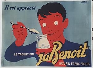 "YAOURT J.A BENOIT" Affiche originale entoilée / Litho Roland ANSIAU / Imp. DE LA VASSELAIS Paris...