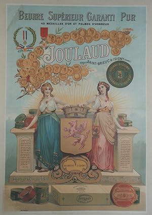 "BEURRE JOULAUD" Affiche d'intérieur originale entoilée Chromo-litho avant 1900