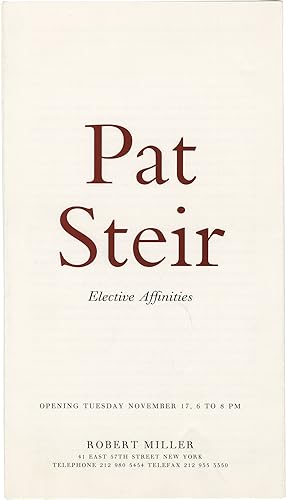 Pat Steir: Elective Affinities (Original exhibition brochure from a 1992 exhibition)