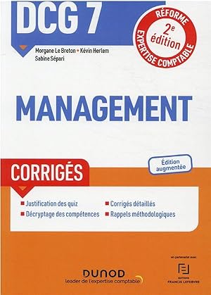 DCG 7 : management ; corrigés (2e édition)