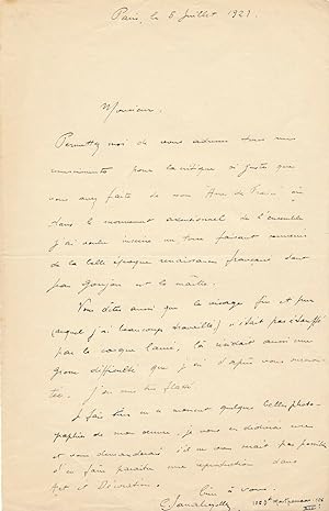 Carlo SARRABEZOLLES Âme de la France sculpture lettre autographe signée