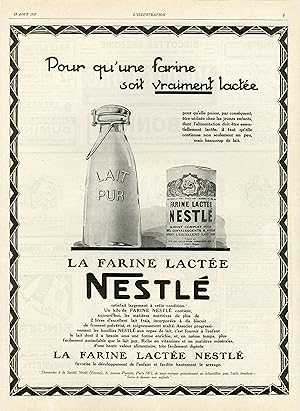 "Farine Lactée NESTLÉ" Annonce originale entoilée parue dans L'ILLUSTRATION du 13/8/1927