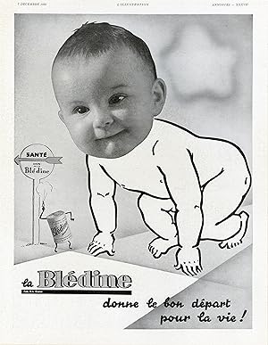 "BLÉDINE" Annonce originale entoilée parue dans L'ILLUSTRATION du 7 Décembre 1935
