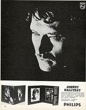 "Johnny HALLYDAY / DISQUE "VIE" sur PHILIPS" Annonce publicitaire originale entoilée (1970)