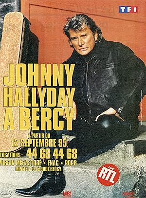 "Johnny HALLYDAY à BERCY 1995" Annonce publicitaire originale entoilée (1995)