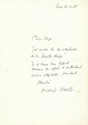 Michel PICCOLI acteur lettre autographe signée André de Richaud et photos