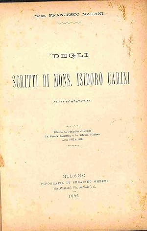 Degli scritti di Mons. Isidoro Carini