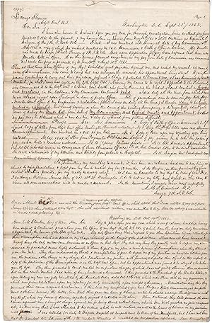 [Manuscript Document] Civil War Surgeon Chronicles New York Officers' Plot Against Him & Requests...