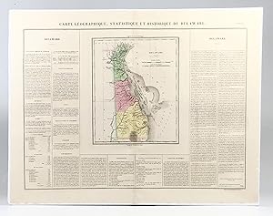 Hand-Colored 1825 French Map of Delaware, with Slave and Free Black Census