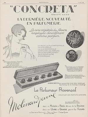 "CONCRETA / MOLINARD" Annonce originale entoilée parue dans L' ILLUSTRATION du 14/05/1927