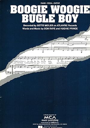 Boogie Woogie Bugle Boy - Sheet Music as Recorded By Bette Midler