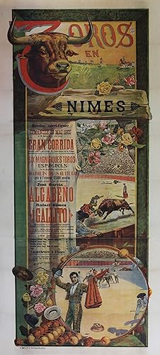 "TOROS EN NIMES 1905" Affiche originale entoilée / Litho d'après Emilio PORSET (Sevilla 1899) / I...