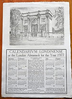 Calendarium Londinense, or the London Almanack for the Year 1977 : Royal Mews Buckingham Palace Art