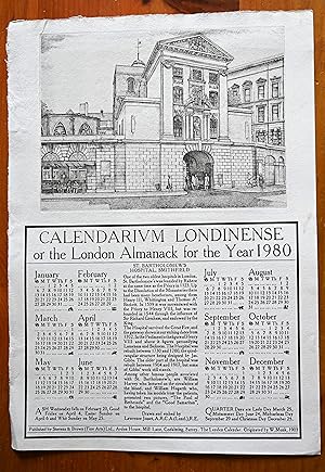 Calendarium Londinense, or the London Almanack for the Year 1980 : St.Bartholomew's Hospital, Smi...