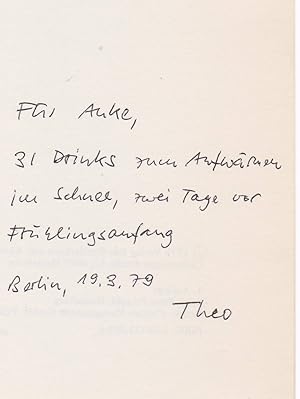 Drinks. Gedichte aus Rom. (Mit Widmung und Signatur des Autors!).