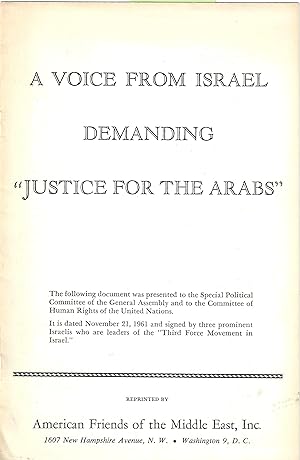 A Voice from Israel demanding Justice for the Arabs