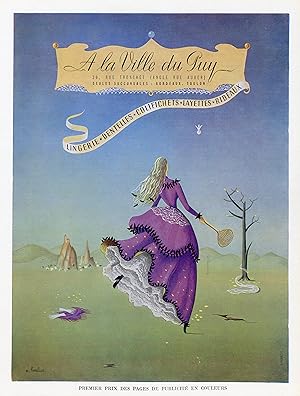 "A LA VILLE DU PUY" Annonce originale entoilée parue dans PLAISIR DE FRANCE fin 40 illustrée par ...