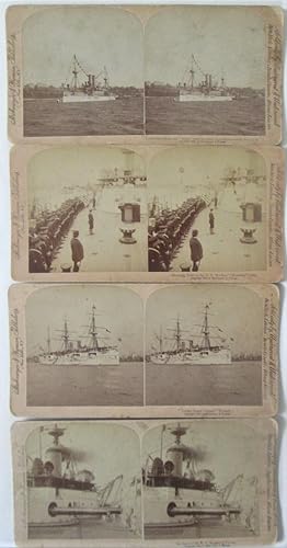 Stereoscope Photos of United States Navy ships. Four Slides