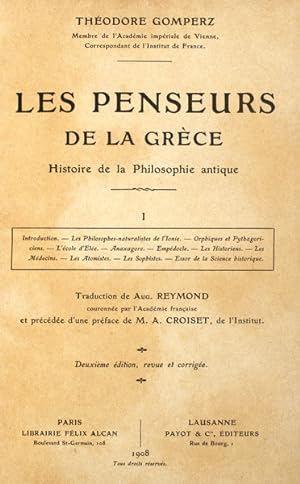 LES PENSEURS DE LA GRÈCE. [3 VOLUMES].