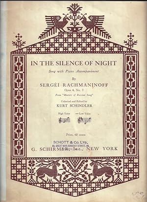 In the Silence of Night. Song with Piano Accompaniment. By Sergei Rachmaninoff, Opus 4, No.3. She...