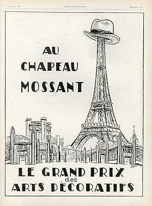 "AU CHAPEAU MOSSANT" Annonce originale entoilée illustrée par SEM et parue dans L'ILLUSTRATION du...