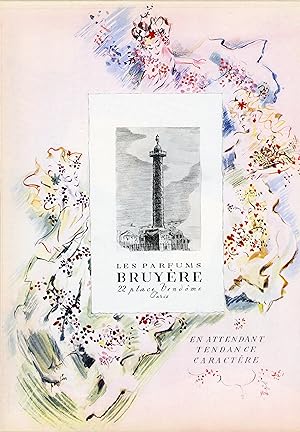 "LES PARFUMS BRUYÈRE" Annonce originale entoilée parue dans PLAIRE en 1944