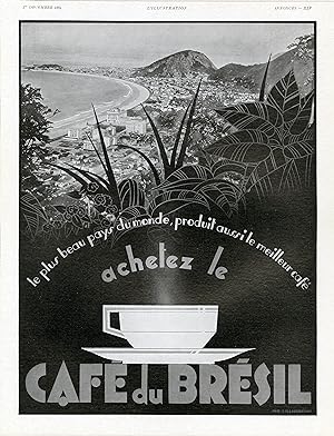 "CAFÉ du BRÉSIL" Annonce originale entoilée parue dans L'ILLUSTRATION du 1/12/1934