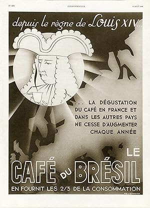 "CAFÉ du BRÉSIL" Annonce originale entoilée parue dans L'ILLUSTRATION du 8/8/1936