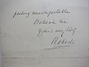 1910 ORIGINAL SIGNED HANDWRITTEN LETTER OF FIELD MARSHAL FREDERICK ROBERTS, FIRST EARL ROBERTS