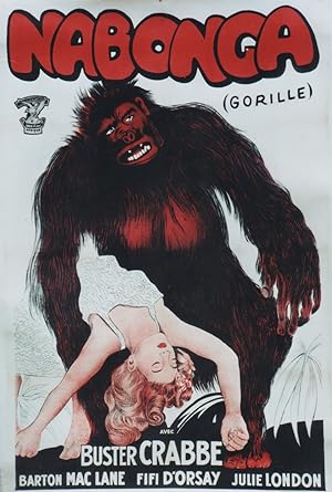 "NABONGA (GORILLA)" Réalisé par Sam NEWFIELD en 1931 avec Buster CRABBE, Julie LONDON / Affiche o...