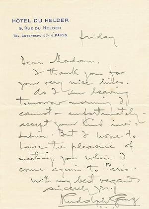 Rudolf GANZ lettre autographe signée suisse américain