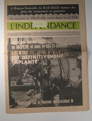 L'Indépendance. Volume 5, numéro 13 : 1er au 15 mai 1967