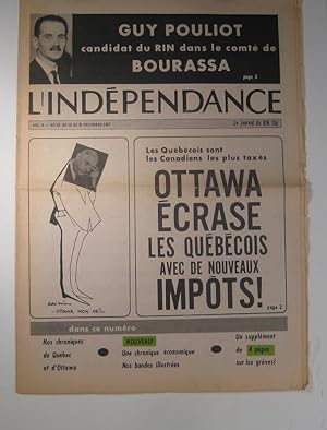 L'Indépendance. Volume 6, numéro 15 : 16 au 31 décembre 1967