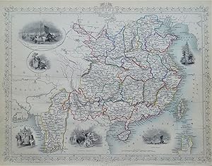 Antique Map CHINA and BIRMAH, Burma, Myanmar, John Rapkin original 1851