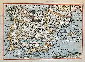 Antique Map SPAIN, HISPANIA, Van Den Keere, Miniature Speed original 1675