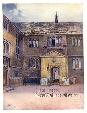 GRAMMAR SCHOOL IN GUILDFORD, SURREY IN THE UNITED KINGDOM, 1914 VINTAGE COLOUR LITHOGRAPH