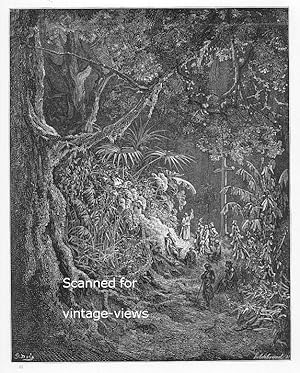 THE HERMIT PREACHING IN THE WOODS, ATALA, 1870 FOLIO EDITION DORE WOOD ENGRAVING