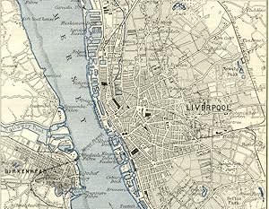 1890s Map LIVERPOOL England Rail Route City Plan