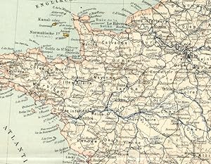 1890s Color Map - FRANCE - Railroads, Political