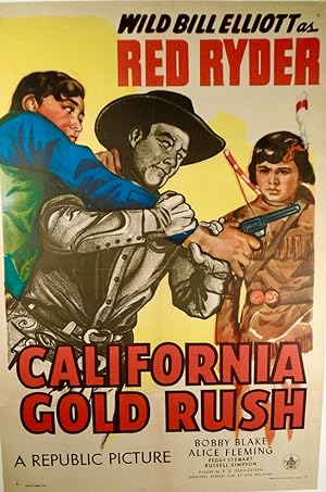 ORIGINAL ONE-SHEET MOVIE POSTER "CALIFORNIA GOLD RUSH". LINEN MOUNTED 1946
