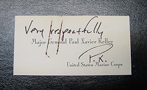 Initialed Autograph of Marine Corps Major General P. X. Kelley on His Business Card.