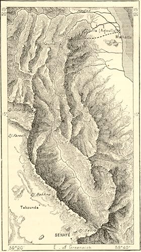 SENAFE - KUMAILI VALLEY,ANTIQUE PRINT,1890s HISTORICAL RELIEF MAP CHART SHOWING TERRAIN, TOPOGRAP...