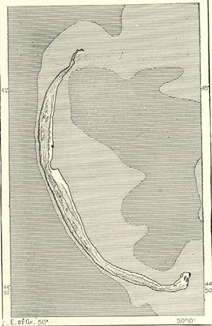 KULALI ISLAND,EAST COAST OF THE CASPIAN,Asiatic Russian 1800s Antique Map