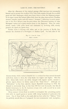 LAKE ST. JOHN,THE SAGUENAY,CANADA,1800s Antique Map