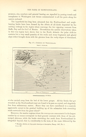 ICEBERGS OFF NEWFOUNDLAND,1893 HISTORICAL ECO MAP