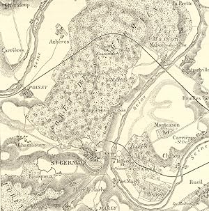 ST GERMAINE-EN-LAYE,Seine-et-Oise,France,1800s Antique Map