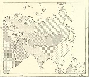 DISTRIBUTION OF ASIATIC RACES,Asiatic Russian 1800s Antique Map