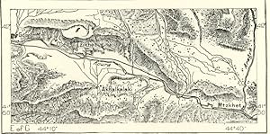 THE KURA VALLEY BETWEEN GORI AND MTZKHET,Asiatic Russian 1800s Antique Map