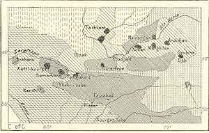 POPULATION OF FERGHANA,Asiatic Russian 1800s Antique Map