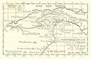 COURSE OF THE RIVER CHAGRES, Antique Spanish Map
